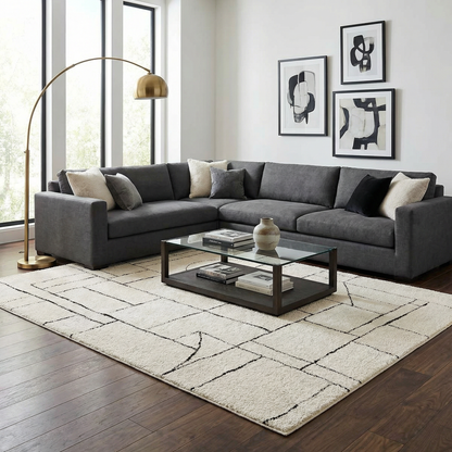 Keats Black & White Area Rug