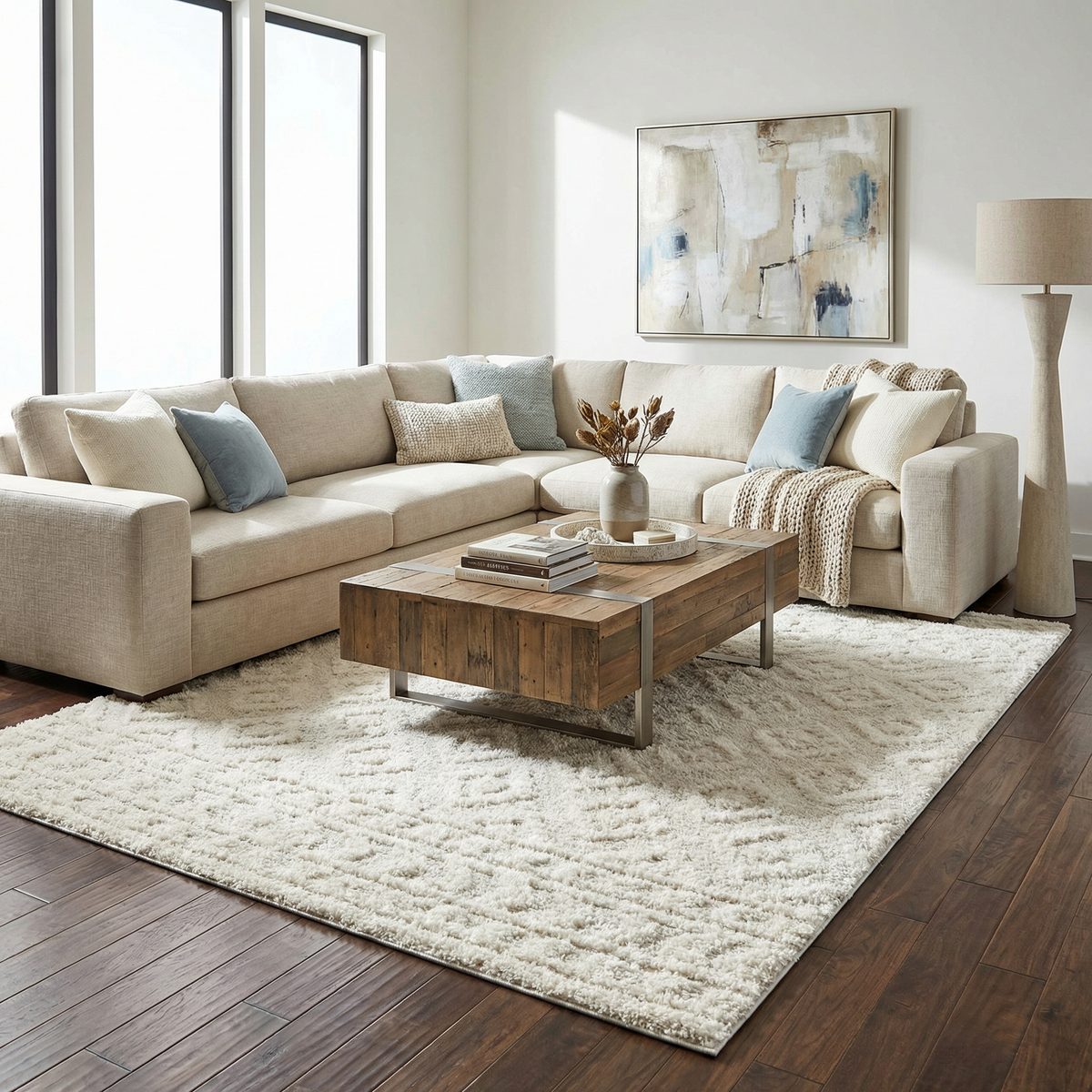 Eivin Cream Diamonds Plush Rug