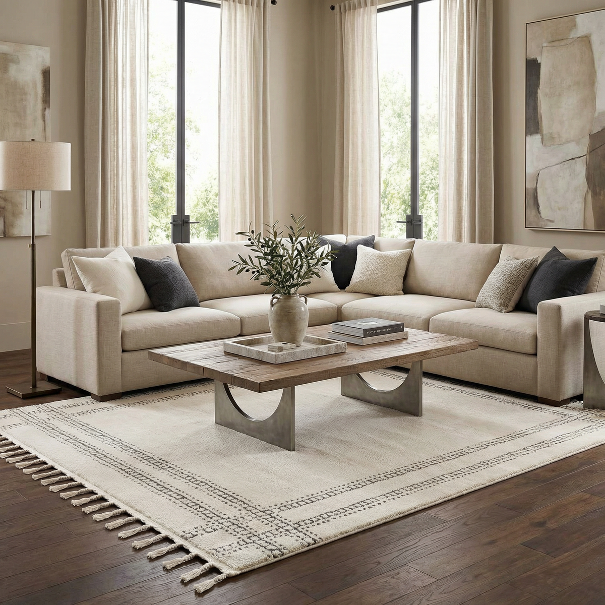 Ryuu Ivory & Gray Area Rug