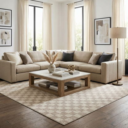 Truls 3D Checkered Washable Rug - Biscotti