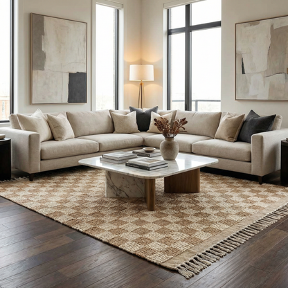 Ionut Checkered Jute Area Rug.