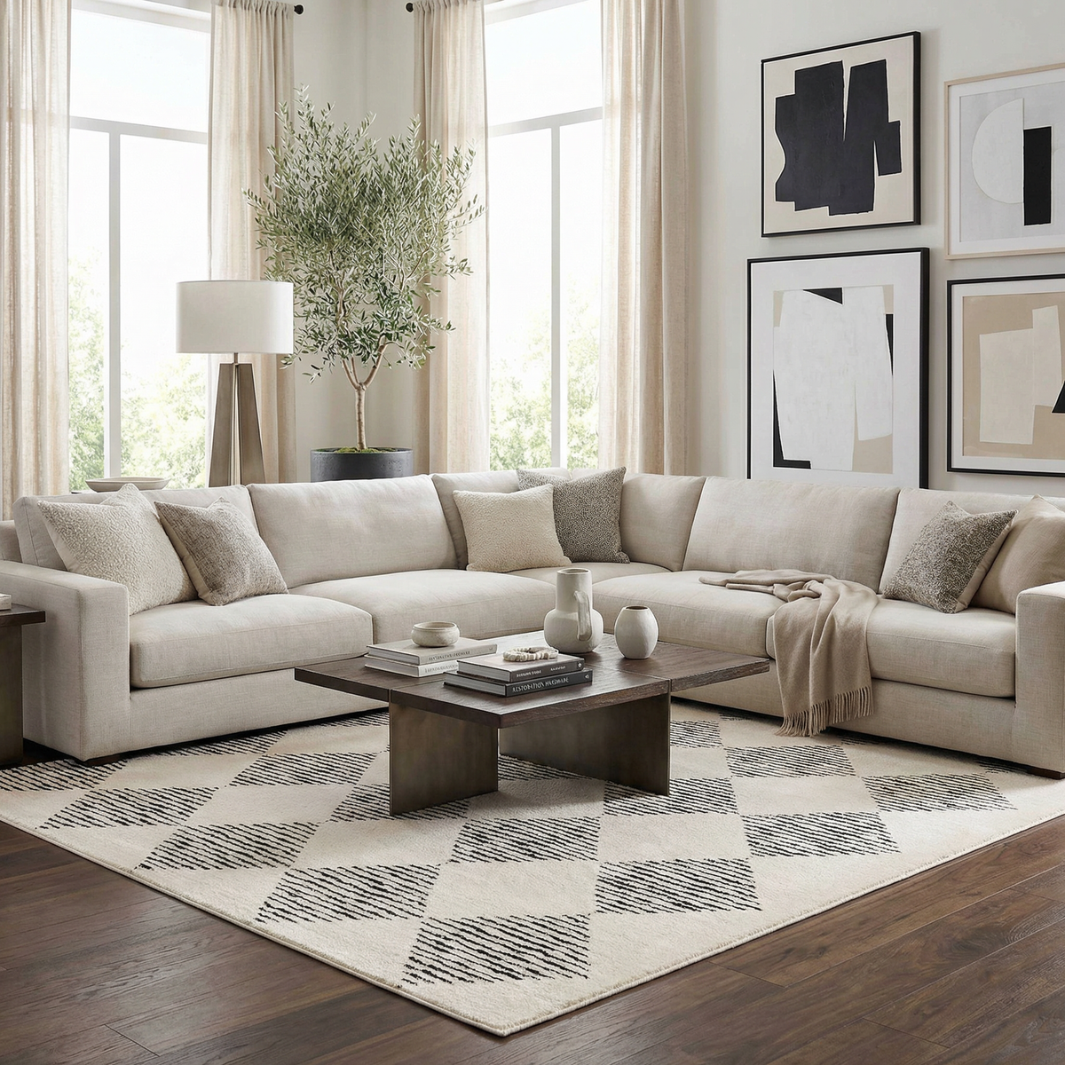 Fauci Diamond Checkered Area Rug