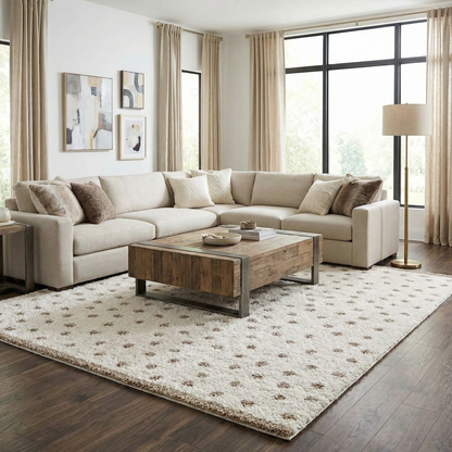 Chaia Dotted Cream & Brown Plush Rug