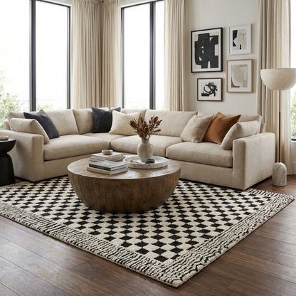 Leryn Black & White Checkered Area Rug.