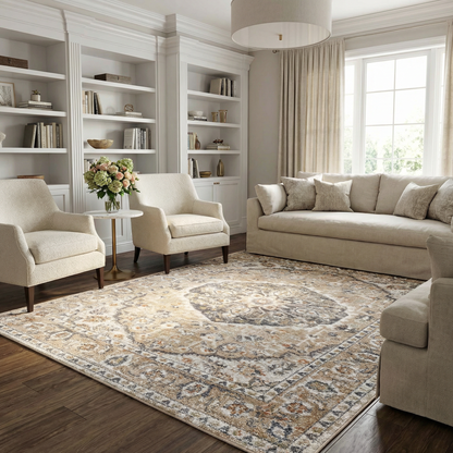 Hiti Beige Flat Pile Washable Rug