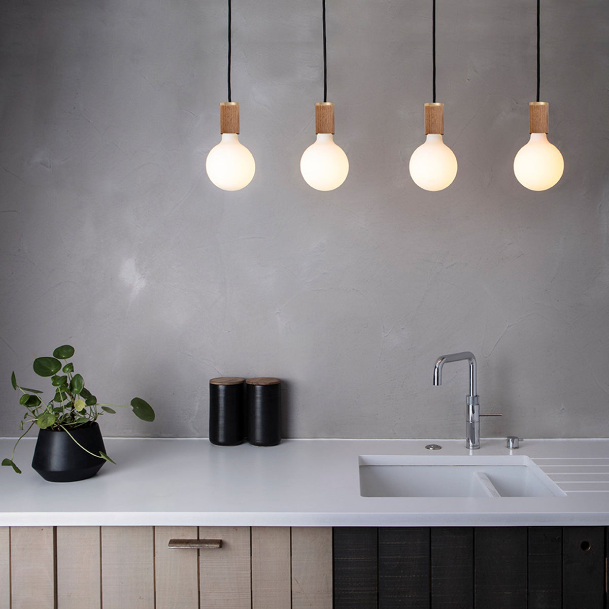 Porcelain III Pendant Light in Walnut.
