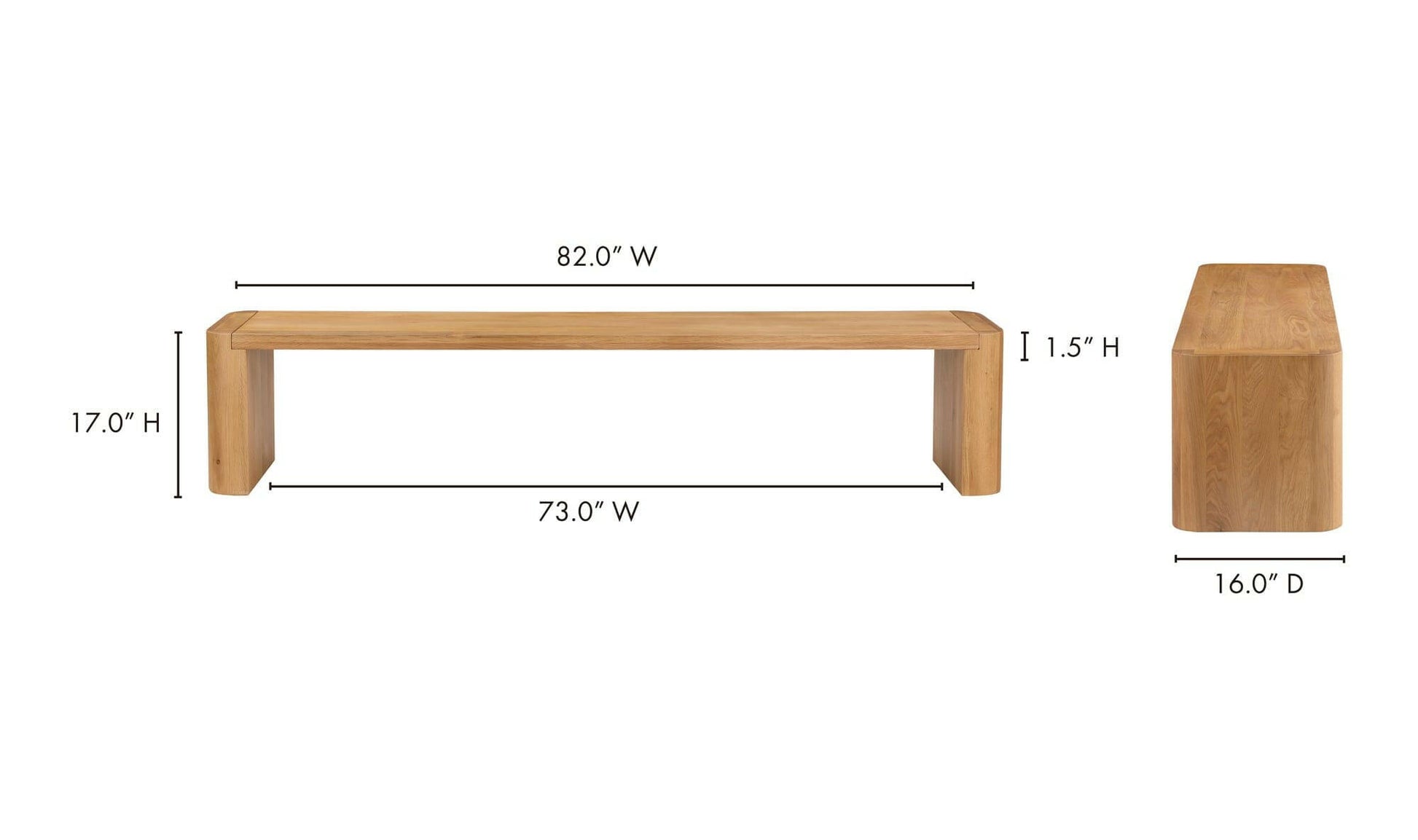 Moe's Natural / Large POST DINING BENCH
