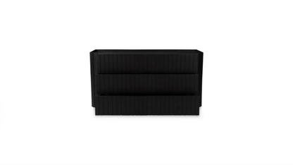 Moe's Home Collection Povera 6 Drawer Dresser Black Organic Bookshelf Slab with Glass Shelves
