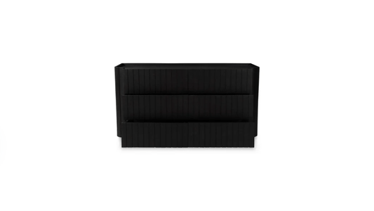 Moe's Home Collection Povera 6 Drawer Dresser Black Organic Bookshelf Slab with Glass Shelves
