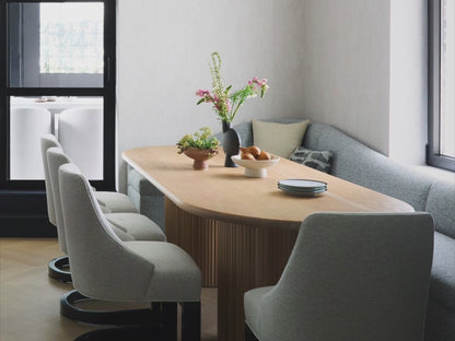 SBG White Oak Dining Table Tambour Base