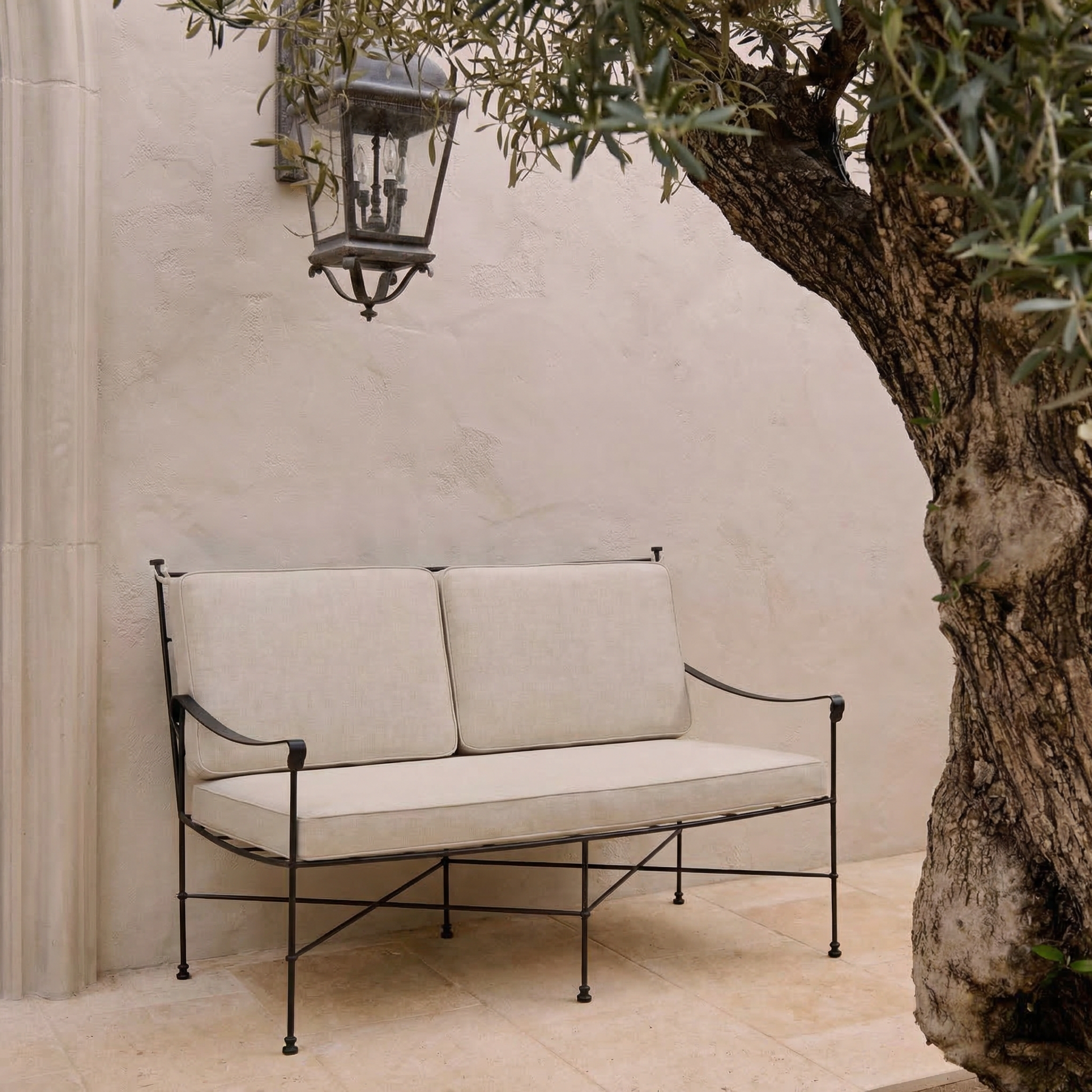Provence Outdoor Loveseat - Black Frame.