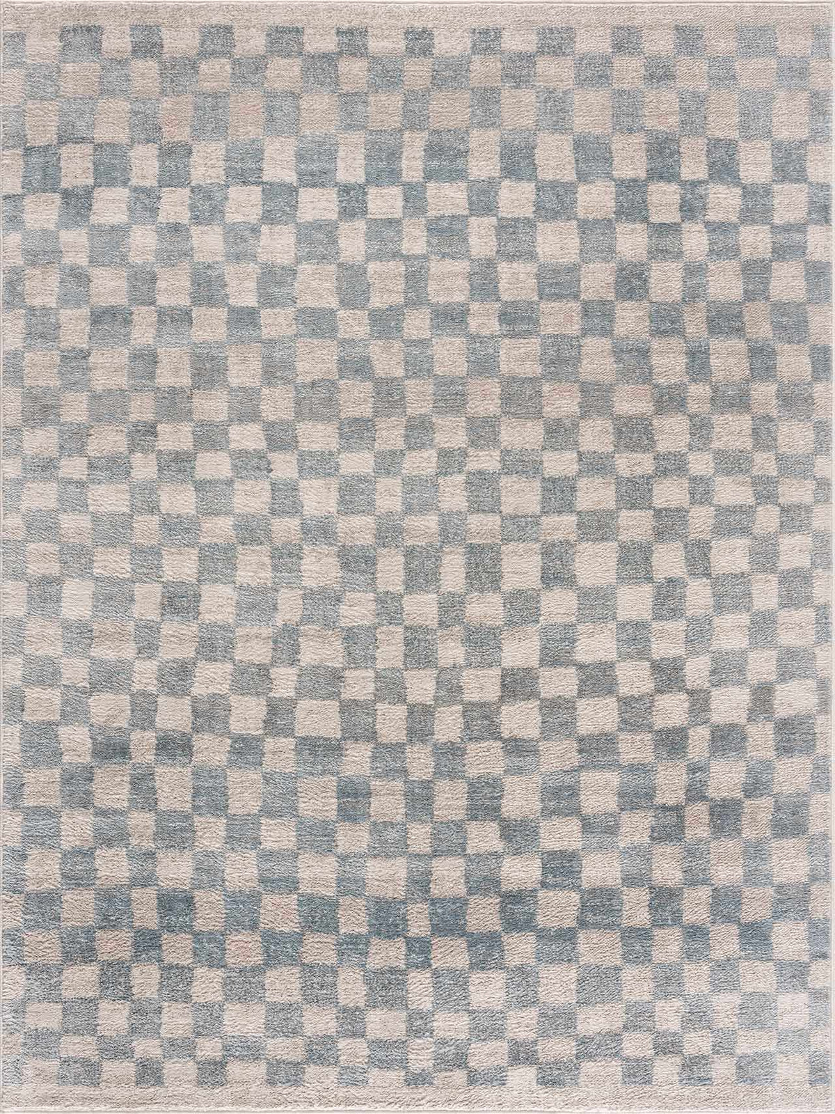 Benjy Cream & Light Blue Checkered Area Rug