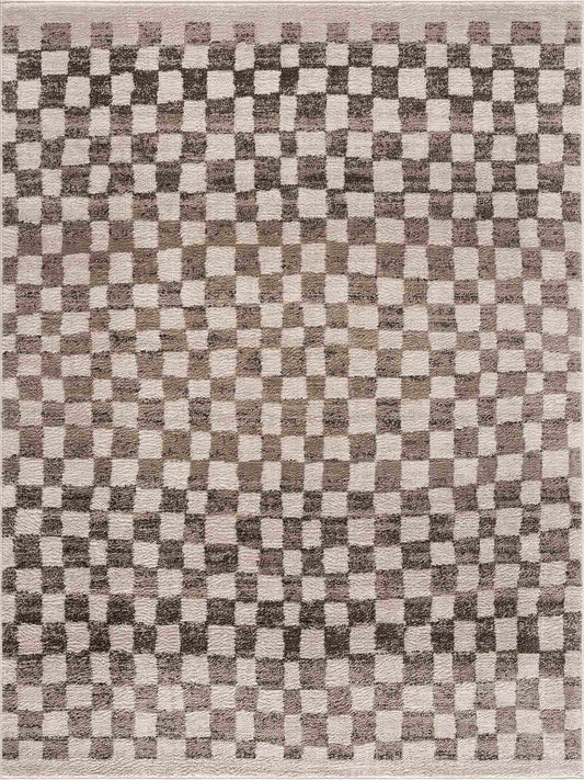 Benjy Cream & Charcoal Checkered Area Rug