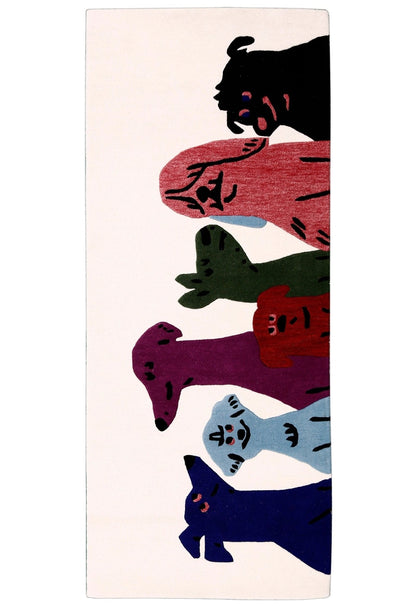 Pup Parade Multicolor Hand Tufted 3x7 Wool Area Rug.