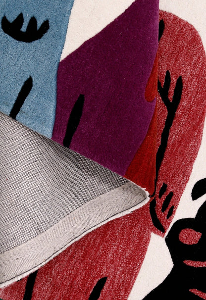 Pup Parade Multicolor Hand Tufted 3x7 Wool Area Rug.