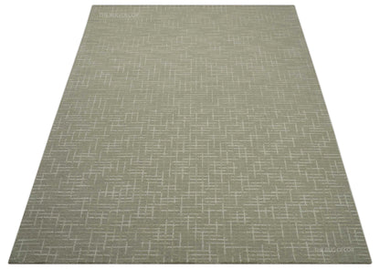 Quick Ship 8x10, 9x12 Beige Contemporary Hand Tufted Wool Rug.
