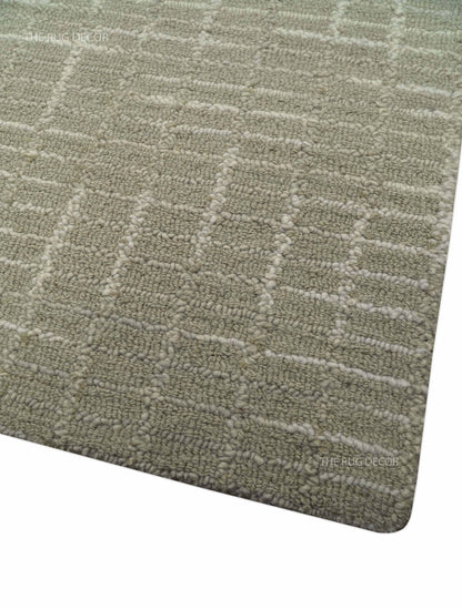 Quick Ship 8x10, 9x12 Beige Contemporary Hand Tufted Wool Rug.