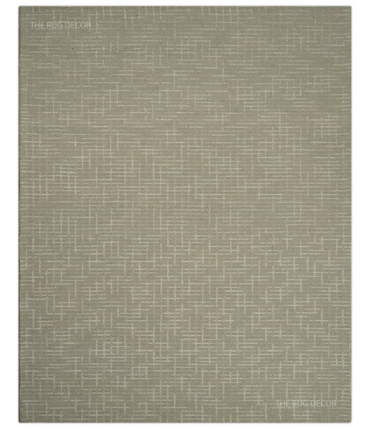 Quick Ship 8x10, 9x12 Beige Contemporary Hand Tufted Wool Rug.