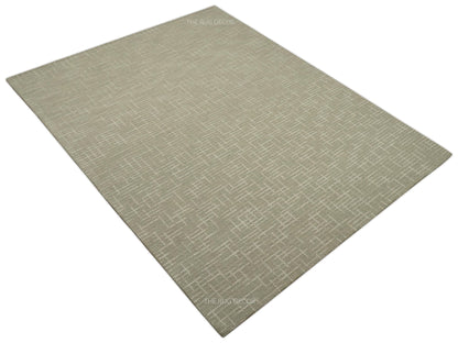 Quick Ship 8x10, 9x12 Beige Contemporary Hand Tufted Wool Rug.
