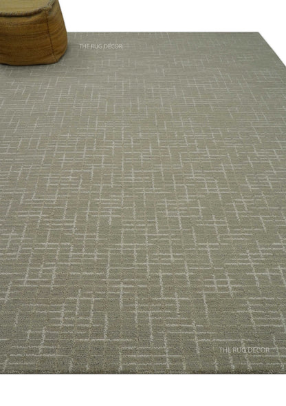 Quick Ship 8x10, 9x12 Beige Contemporary Hand Tufted Wool Rug.