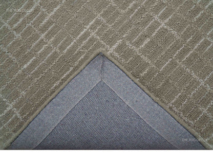 Quick Ship 8x10, 9x12 Beige Contemporary Hand Tufted Wool Rug.