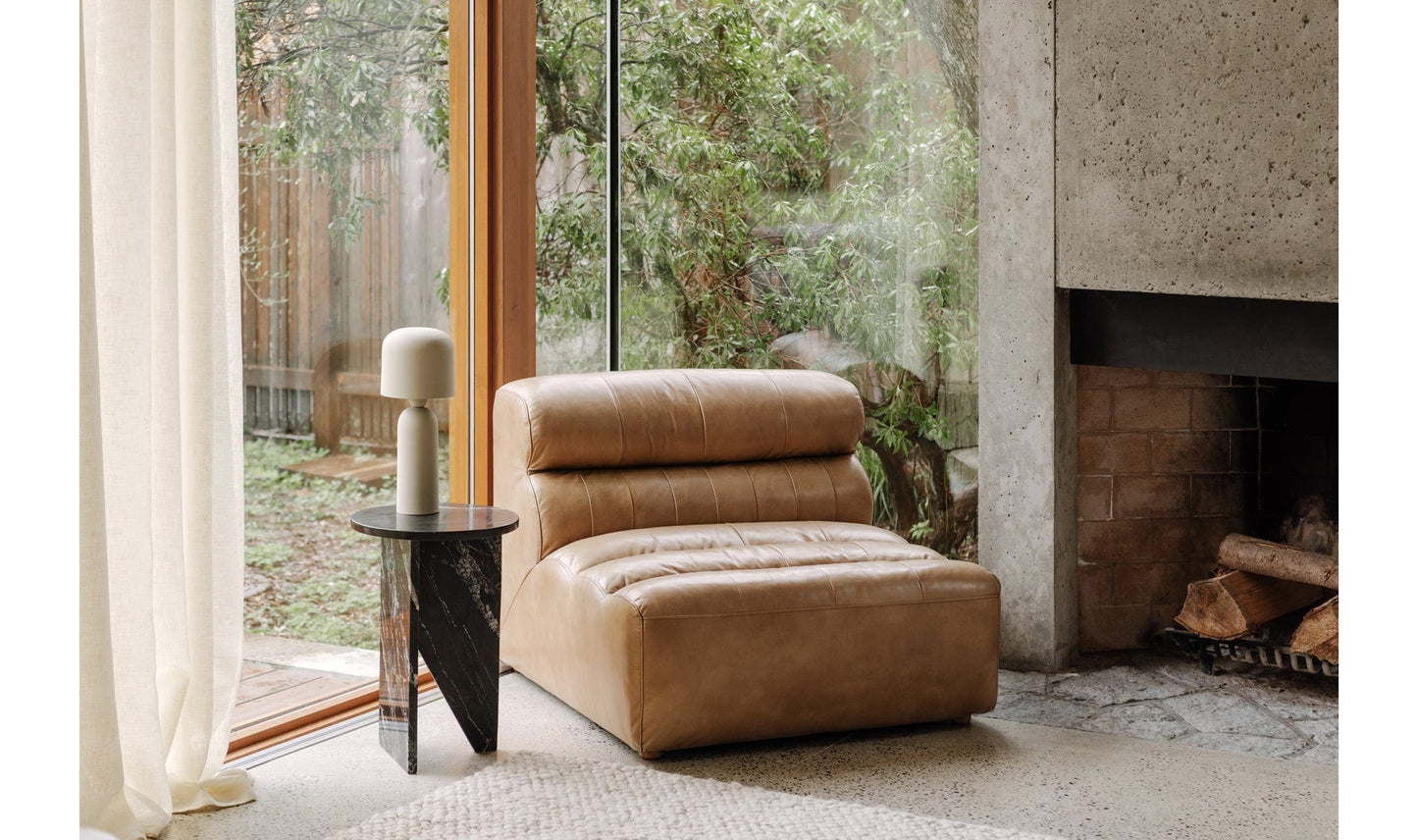 The Carpentry Shop Co. RAMSAY LEATHER SLIPPER CHAIR TAN RAMSAY LEATHER SLIPPER CHAIR TAN