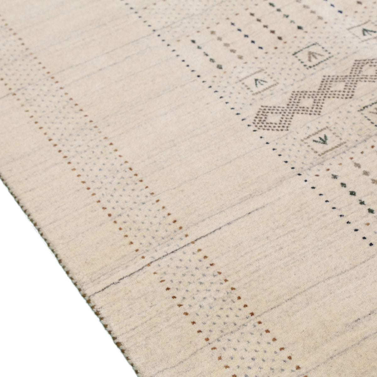 Beige Gabbeh Design Hand Loomed Wool Area Rug.