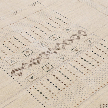 Beige Gabbeh Design Hand Loomed Wool Area Rug.