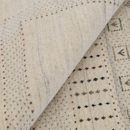 Beige Gabbeh Design Hand Loomed Wool Area Rug.