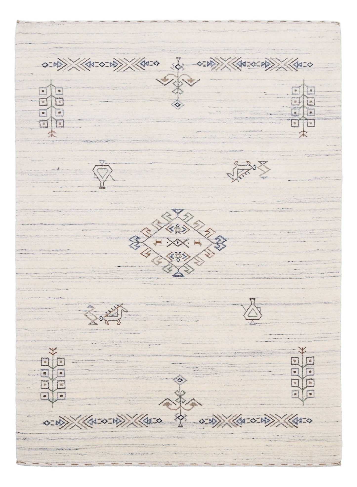 Beige Tribal Center Medallion Hand Loomed Wool Rug.