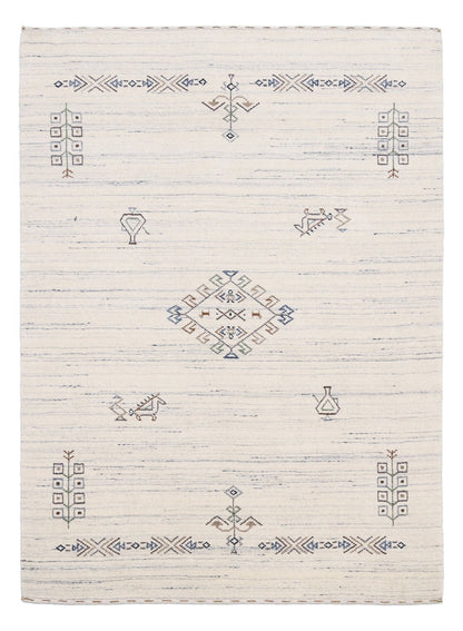 Beige Tribal Center Medallion Hand Loomed Wool Rug.