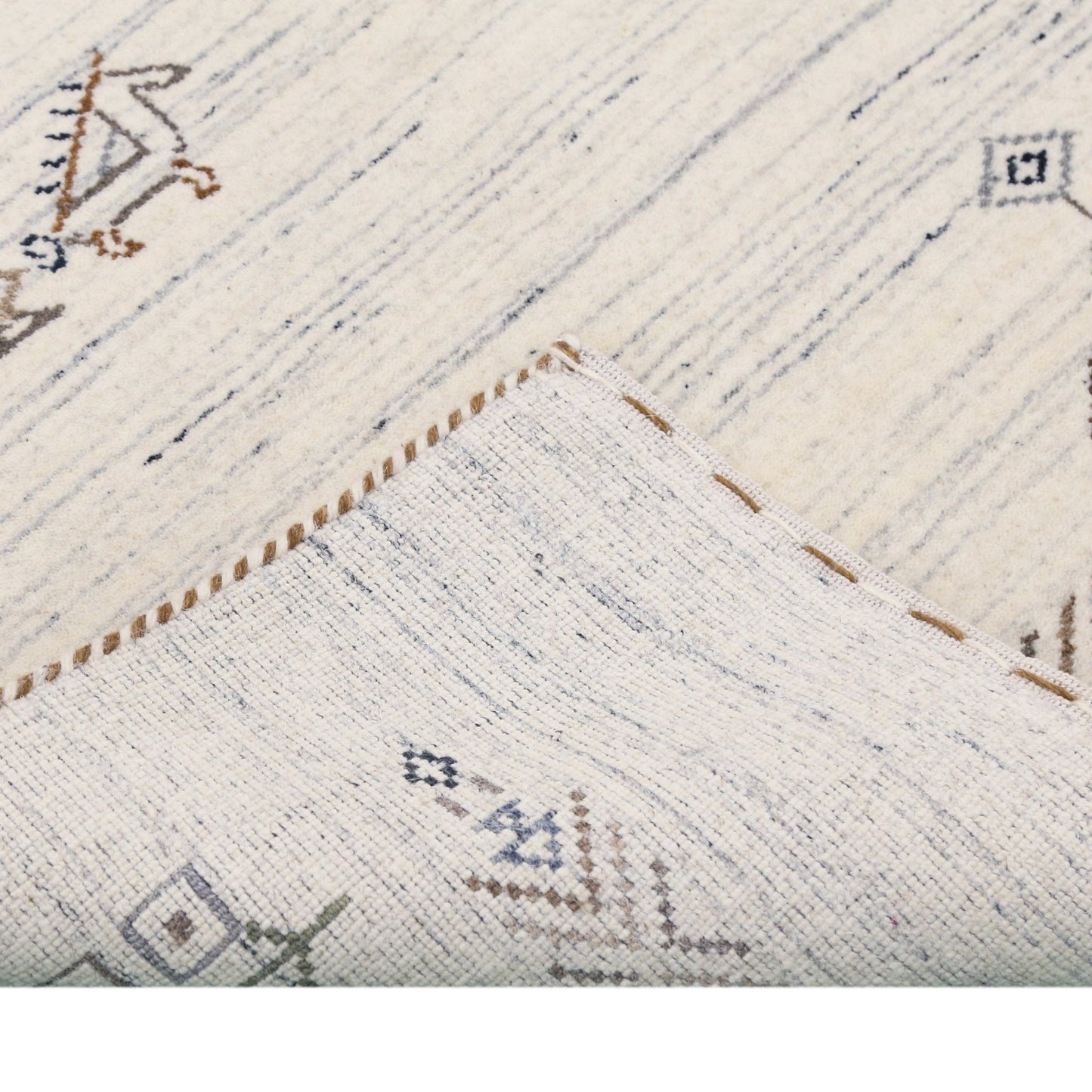 Beige Tribal Center Medallion Hand Loomed Wool Rug.