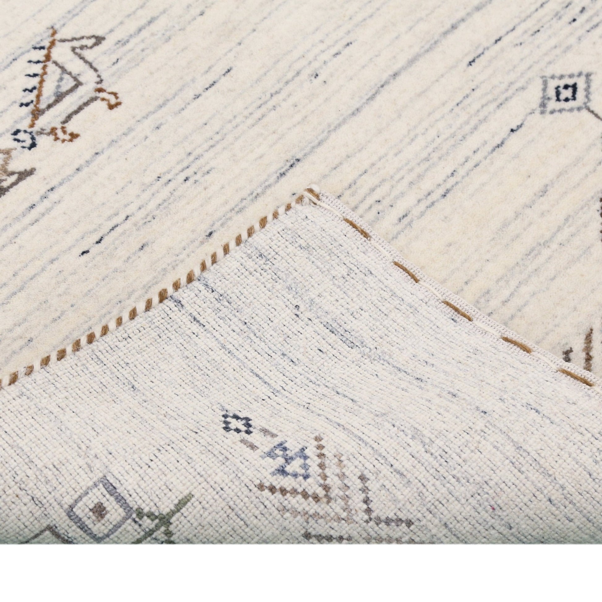 Beige Tribal Center Medallion Hand Loomed Wool Rug.