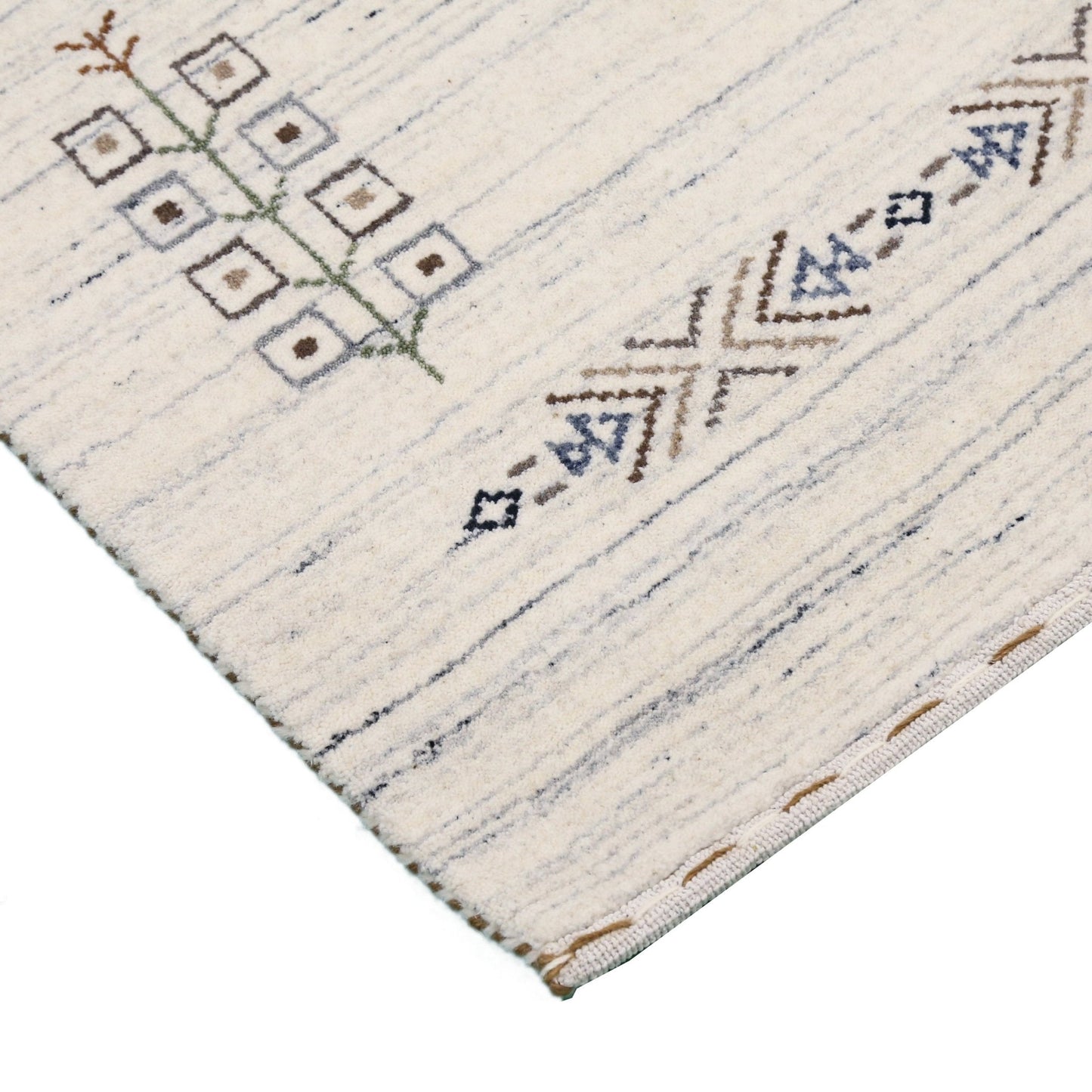 Beige Tribal Center Medallion Hand Loomed Wool Rug.