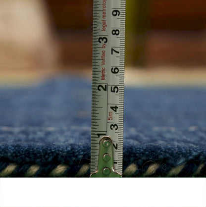 Blue And White Modern Design Hand Loomed Wool Area Rug.