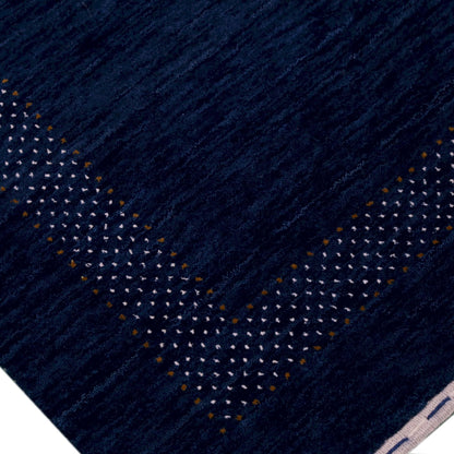 Blue Center Pattern Hand Loomed Wool Area Rug