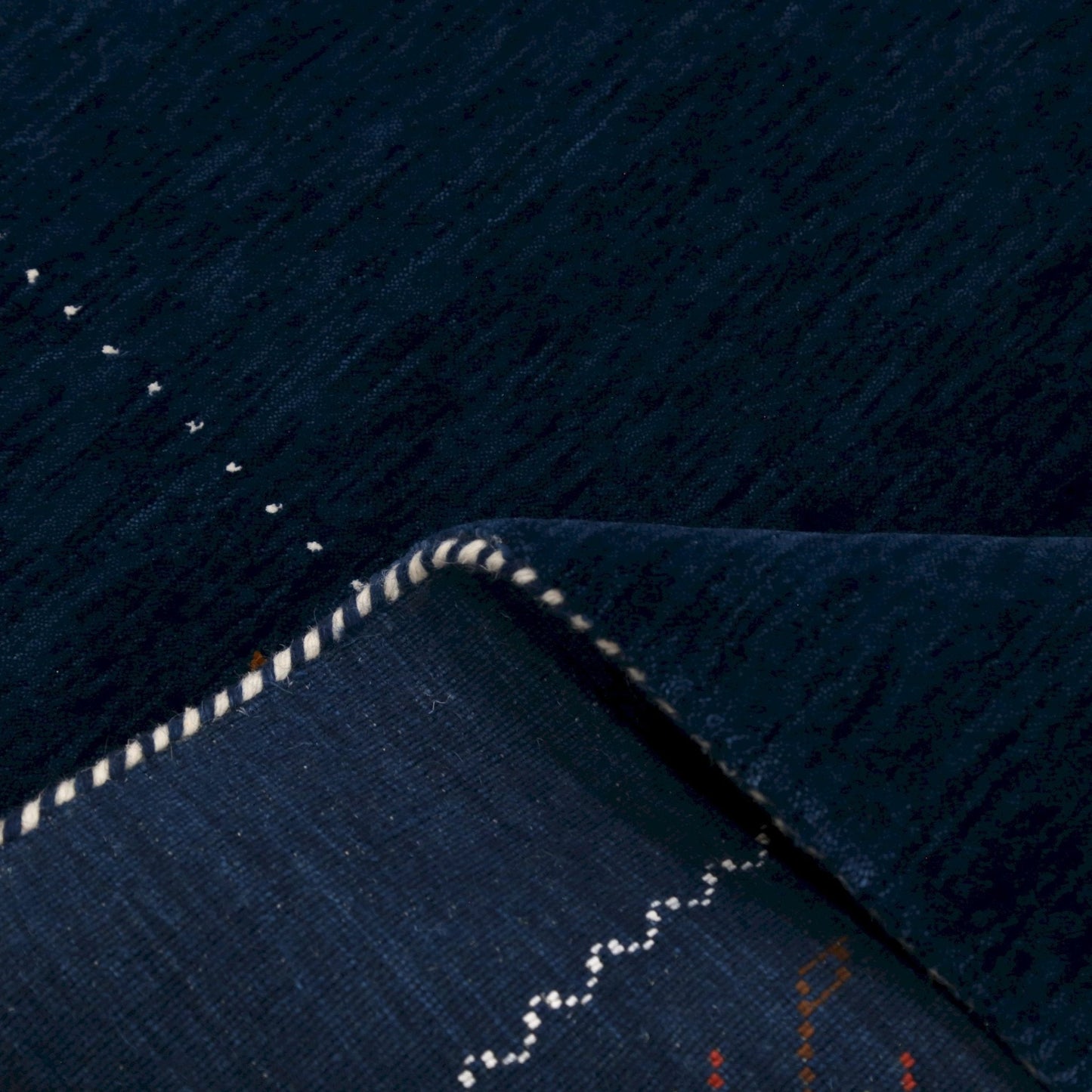 Blue Tribal Border Design Hand Loomed Wool Area Rug