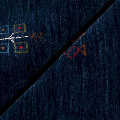 Blue Tribal Center Medallion Hand Loomed Wool Area Rug.
