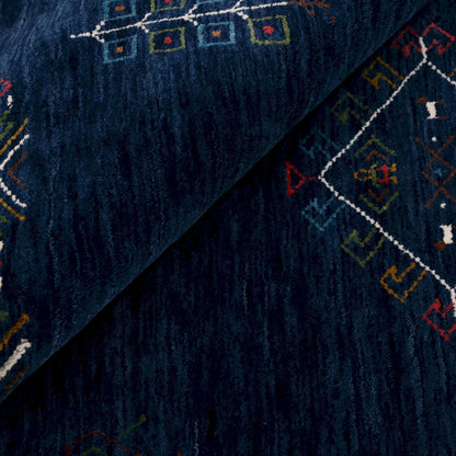 Blue Tribal Center Medallion Hand Loomed Wool Area Rug.