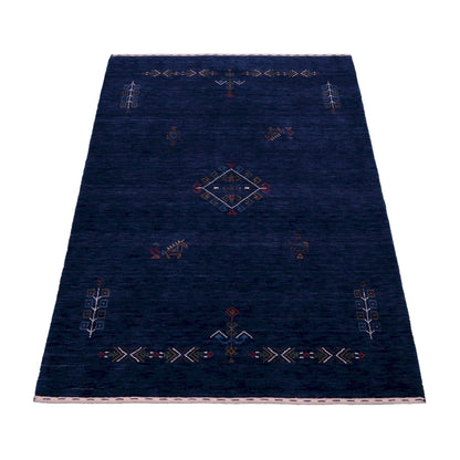 Blue Tribal Center Medallion Hand Loomed Wool Area Rug.