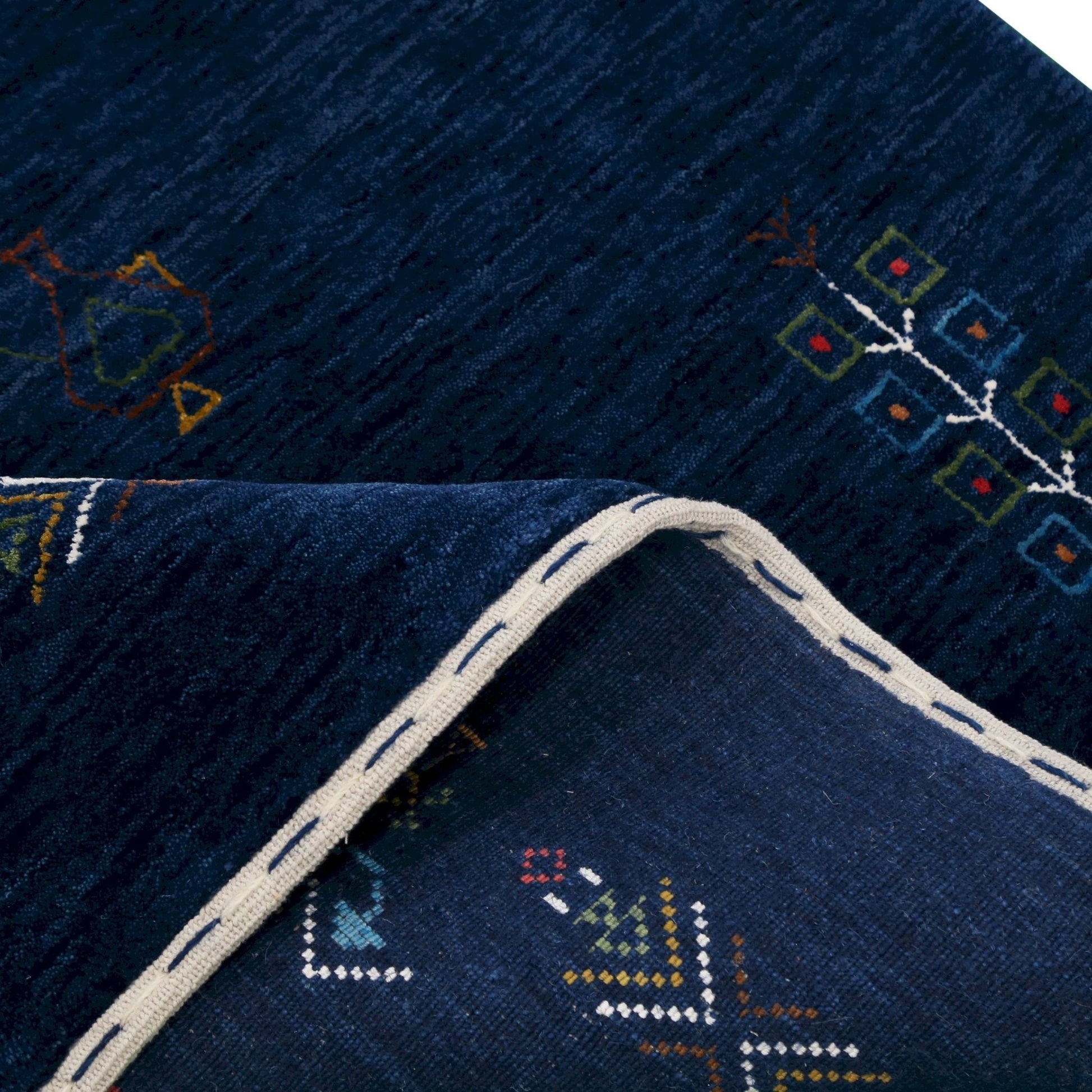 Blue Tribal Center Medallion Hand Loomed Wool Area Rug.