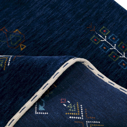 Blue Tribal Center Medallion Hand Loomed Wool Area Rug.