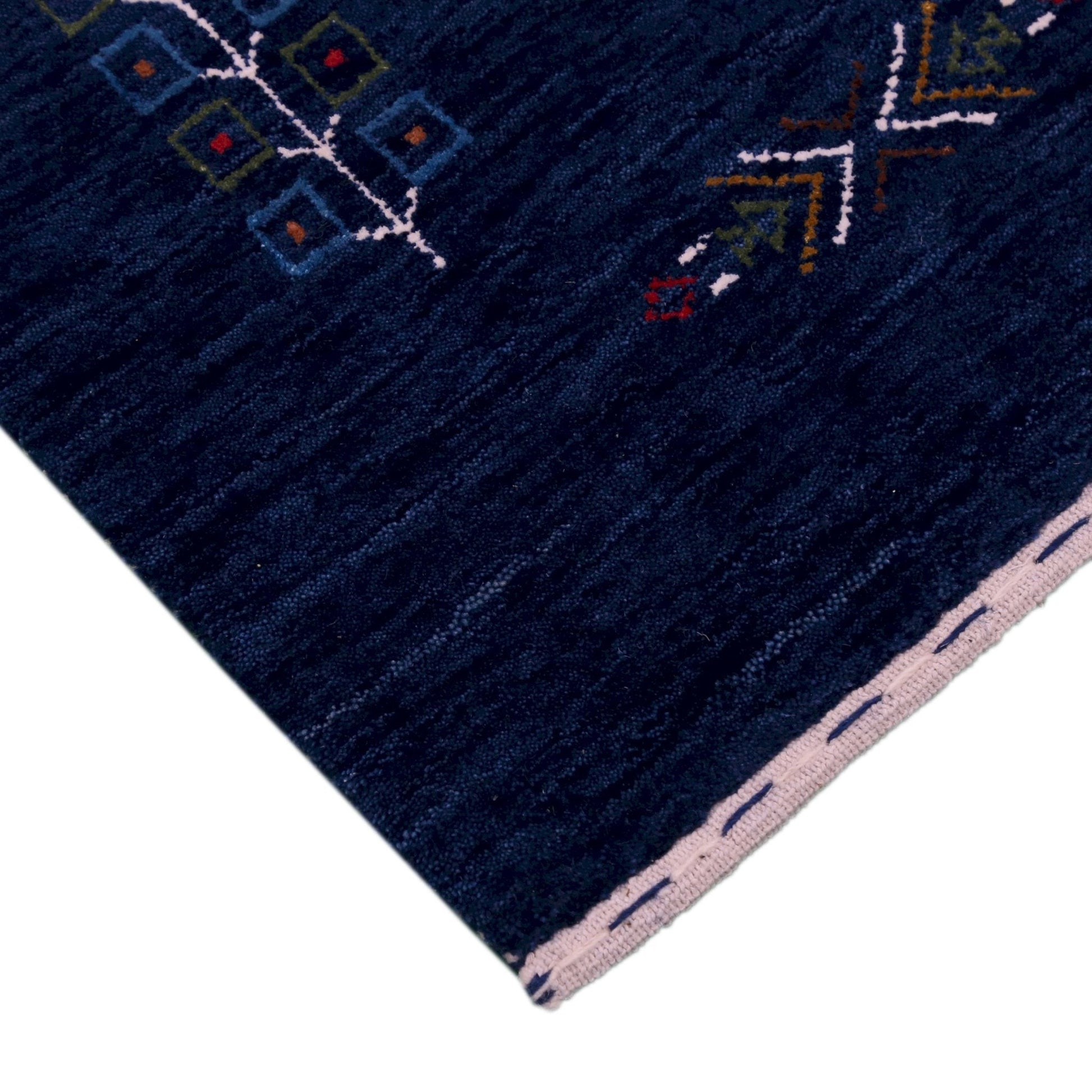 Blue Tribal Center Medallion Hand Loomed Wool Area Rug.