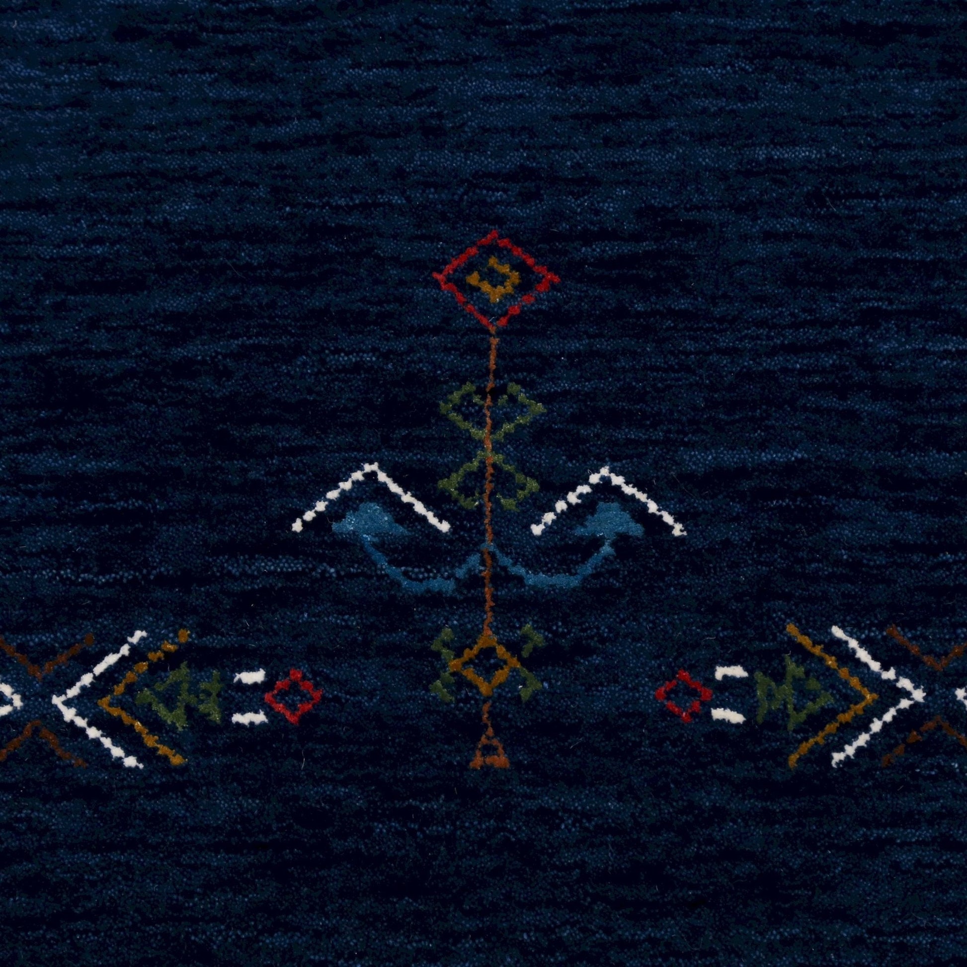 Blue Tribal Center Medallion Hand Loomed Wool Area Rug.