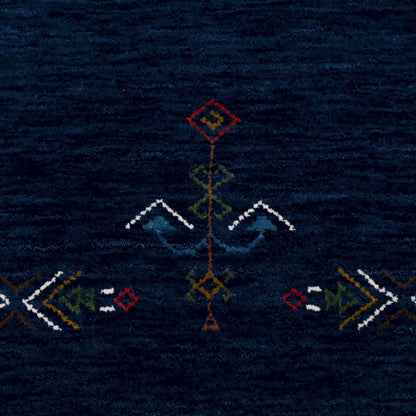 Blue Tribal Center Medallion Hand Loomed Wool Area Rug.