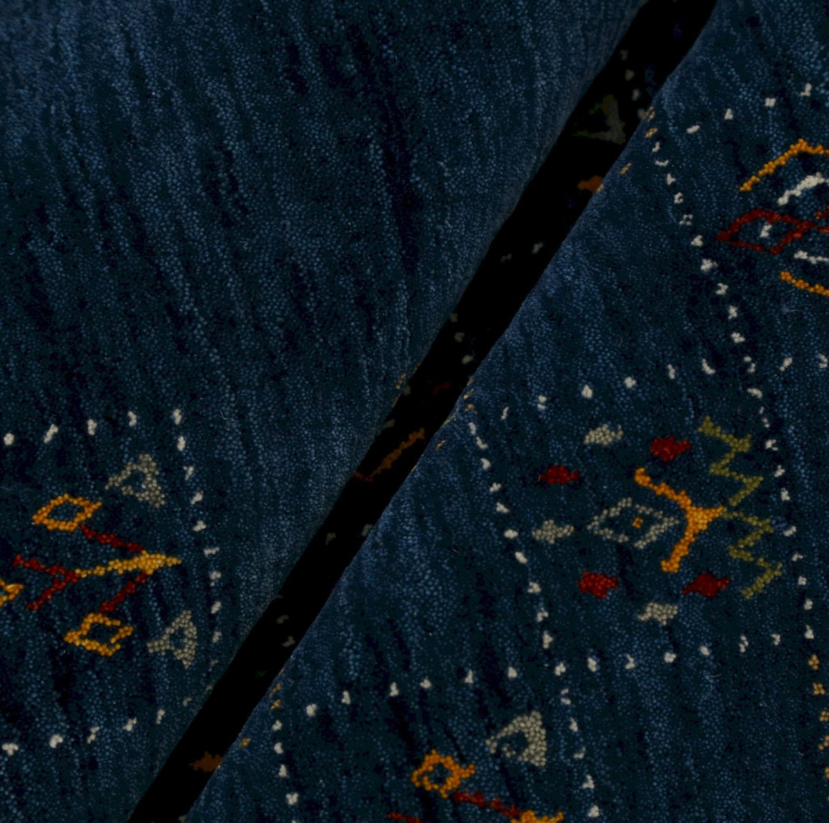 Blue Tribal Design Hand Loomed Wool Area Rug.