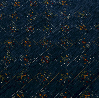 Blue Tribal Design Hand Loomed Wool Area Rug.