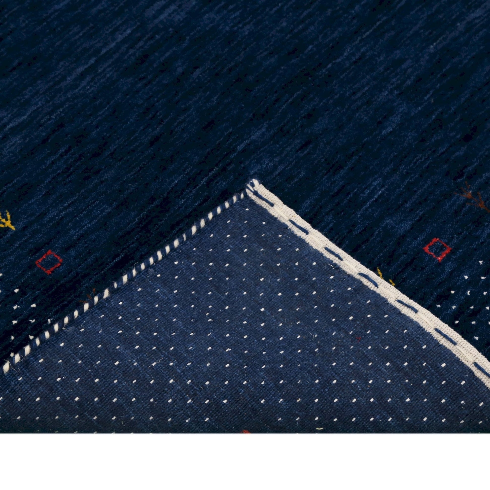 Contemporary Gabbeh Border Design Hand Loomed Wool Area Rug.