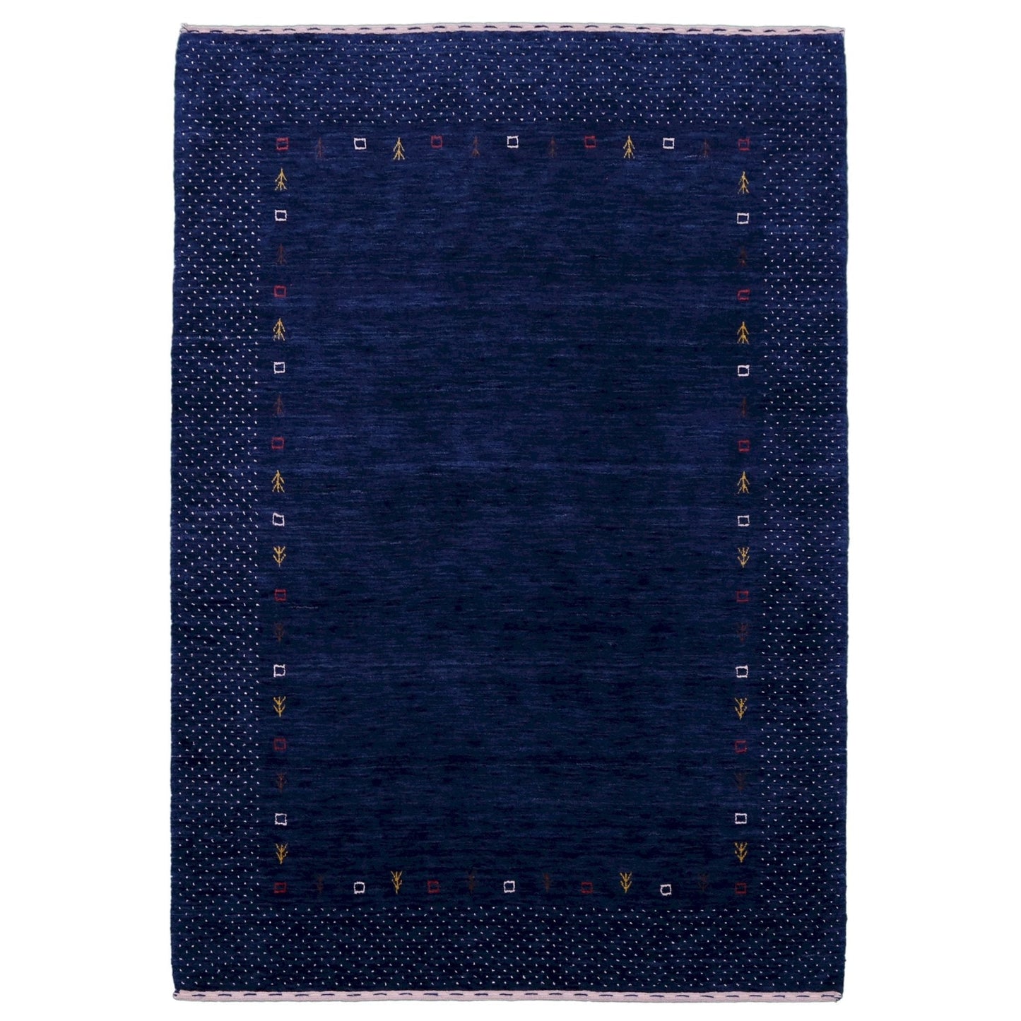 Contemporary Gabbeh Border Design Hand Loomed Wool Area Rug.