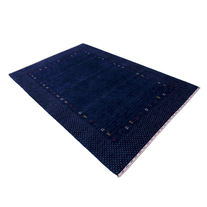 Contemporary Gabbeh Border Design Hand Loomed Wool Area Rug.